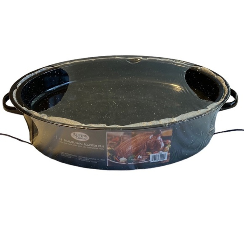 Alpine Cuisine 18in Oval Enamel Roaster Pan With Lid NWT